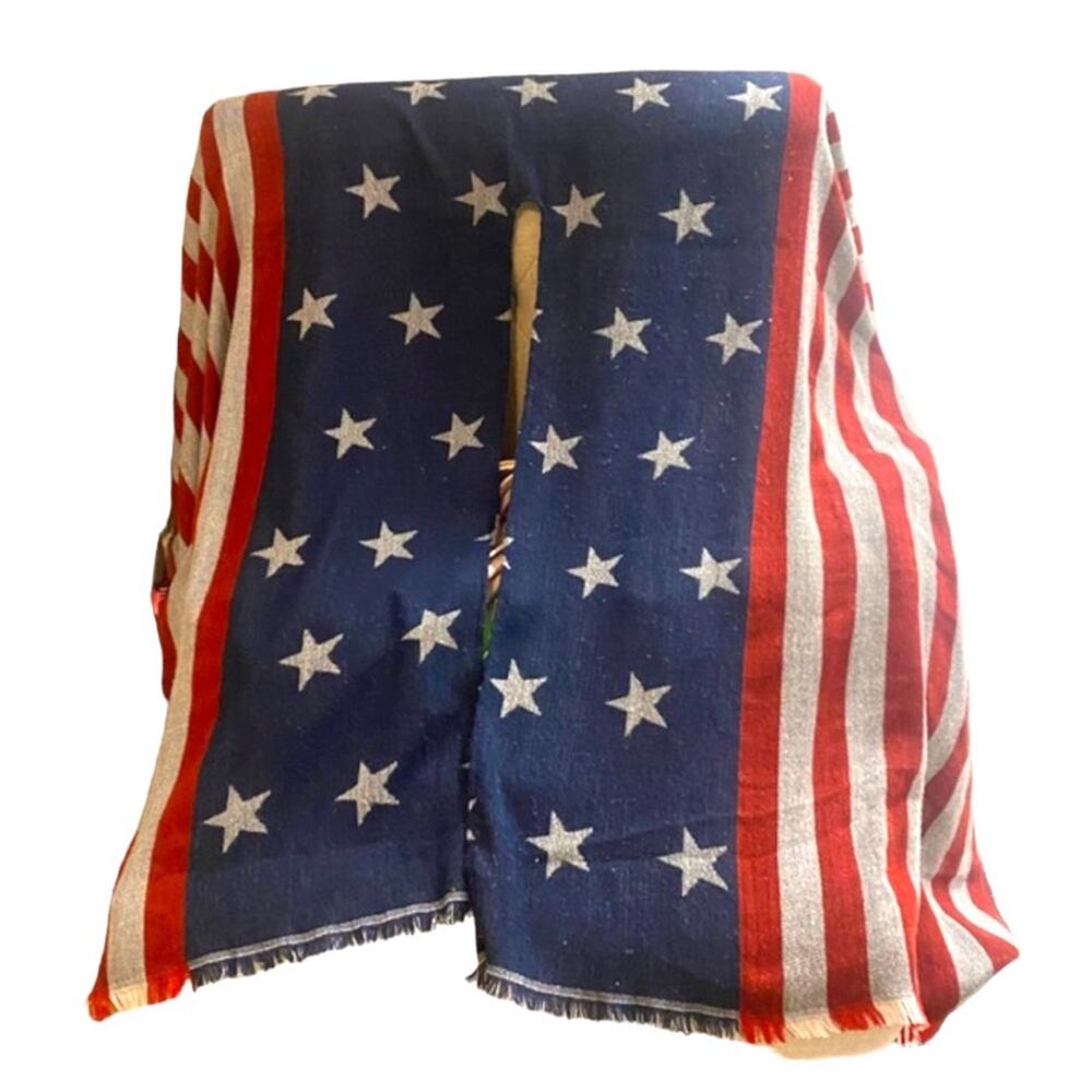 American Flag Open Sleeve Cover Up Soft Patriotic Wrap USA Kimono with fringes